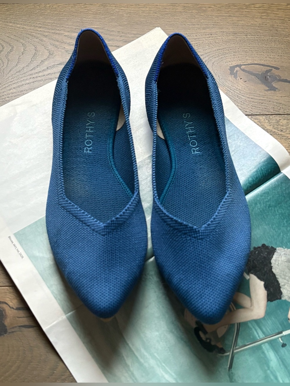 Rothy’s Pointed Toe Flats In Deep Ocean Blue  Size 10